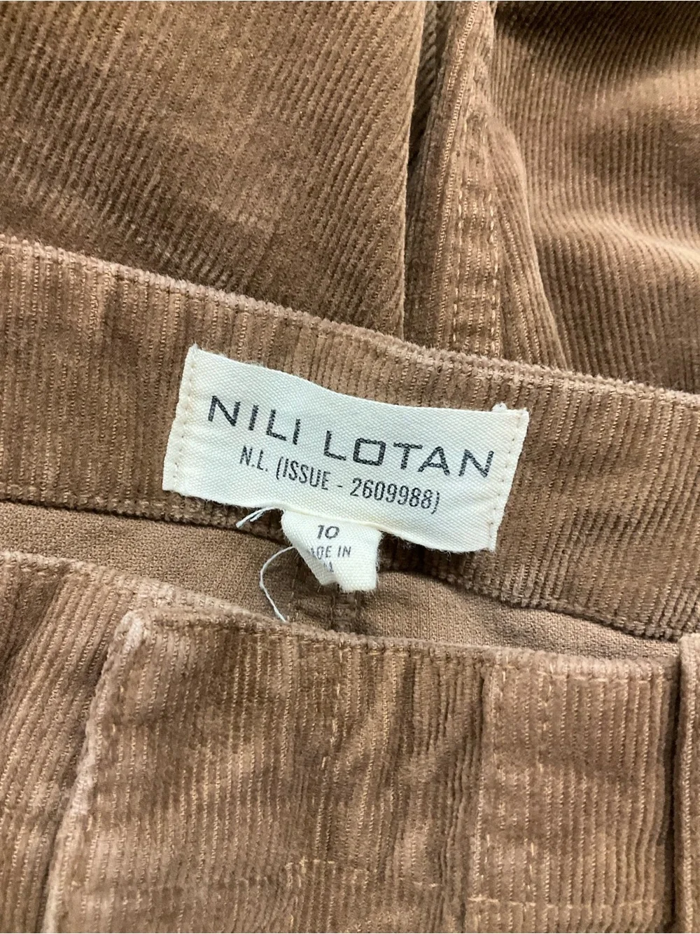 Nili Lotan Jenna Pants in Tawny Size 10 Crop Mid Rise Corduroy Trousers